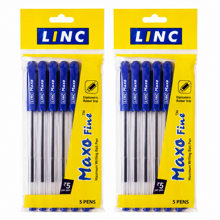 Linc Ball Pens Maxo Fine 0.7mm Pack of 10 Blue Black Ink Signetta Blue Ballpoint Pens