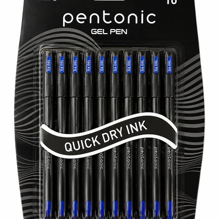 Pentonic Gel Pens 0.6mm & 0.7mm Fine Tip Smooth Writing Pens Pack of 10 for School Office Home Study Notes Journaling Drawing Writing Supplies