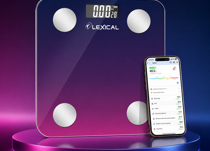 Lexical Scales Collection | Body Fat Scale With Bluetooth 3kg-180kg weight range, Kitchen Scale 1g-5000g Digital Scale | Models LBS-4372, LKS-4310 | Body Scale | Weight Scale | Accurate Weighing