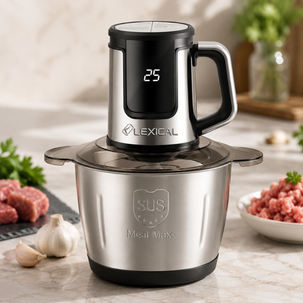 Lexical Germany Electric Food Chopper | 3L Capacity | Glass & Stainless Steel Bowl Models | 6 Titanium Blades | EU Plug