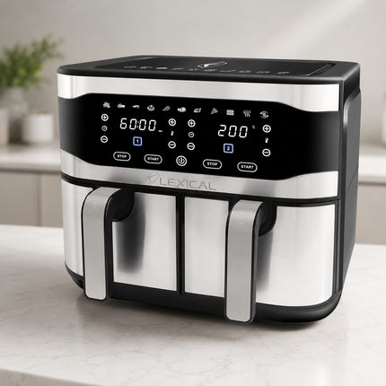 Lexical Germany Digital Air Fryer | 9L & 12L Capacity | Single & Double Basket Models | Touch Control | EU Plug