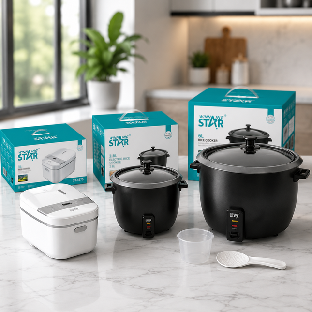 Winning Star Rice Cookers Collection | Electric Rice Cooker 1.8L 700W EU Plug Silver, Electric Rice Cooker 1.8L 700W UK Plug Silver, Electric Rice Cooker 2.8L 1000W EU Plug Silver, Electric Rice Cooker 2.8L 1000W UK Plug Silver, Smart Rice Cooker 5L...