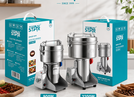 Winning Star Electric Grinders Collection | Electric Grain Grinder 500g 900W EU Plug Silver, Electric Grain Grinder 500g 900W UK Plug Silver, Electric Grinder 2000g / 2kg 2000W-2200W EU Plug Silver, Electric Grinder 2000g / 2kg 2000W-2200W UK Plug...