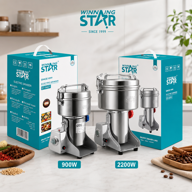Winning Star Electric Grinders Collection | Electric Grain Grinder 500g 900W EU Plug Silver, Electric Grain Grinder 500g 900W UK Plug Silver, Electric Grinder 2000g / 2kg 2000W-2200W EU Plug Silver, Electric Grinder 2000g / 2kg 2000W-2200W UK Plug...