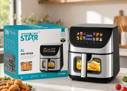 Winning Star Air Fryers Collection | Digital Wi-Fi Air Fryer 8L 2200W EU Plug Silver, Digital Wi-Fi Air Fryer 8L 2200W UK Plug Silver | Models ST-9694, ST-9694 | Digital Air Fryer | Large Air Fryer | Low Oil Fryer | Hot Air Cooking