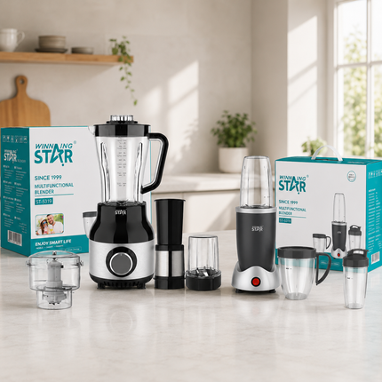 Winning Star Multifunction Blender Smoothie Maker + Grinder Stainless Steel 600W 0.95L or 900W 1.8L Blades  Pulse Function