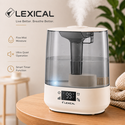 Lexical Germany 6L Ultrasonic Cool Mist Humidifier 3 Mist Levels Sleep Mode 12-Hour Timer EU Plug