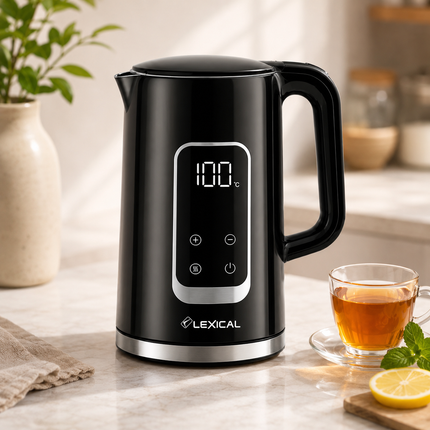 Lexical Germany 1.7L Electric Kettle | 2200W Rapid Boil | LED Touch Display | Temperature Control | EU Plug