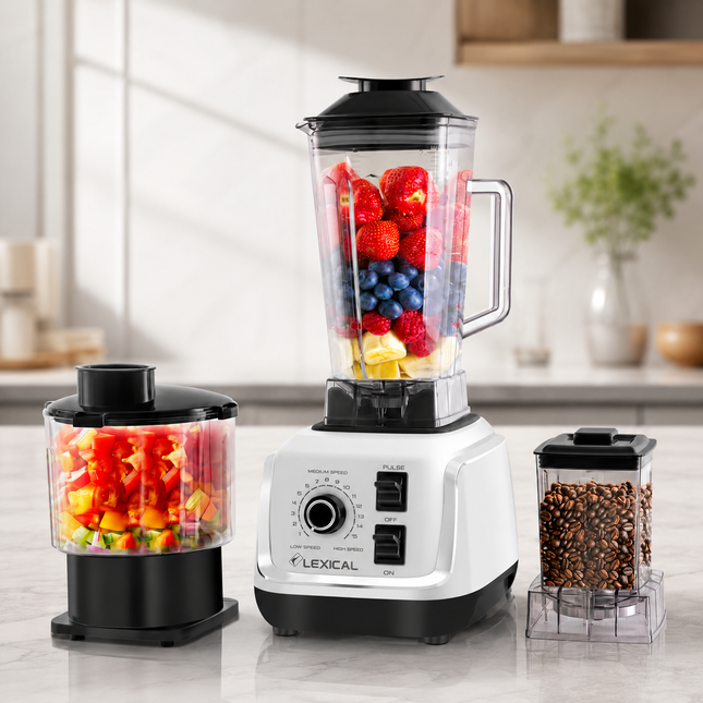 Lexical Germany Professional Blender Collection |Countertop Blenders |Grinder, Chopper & Juicer Attachments | EU Plug