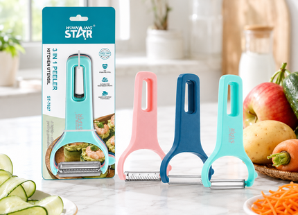 Winning Star Peelers Collection | 3-in-1 Peeler 7.3 52g | Models ST-7627 | Vegetable Peeler | Fruit Peeler | Kitchen Tool | Prep Tool