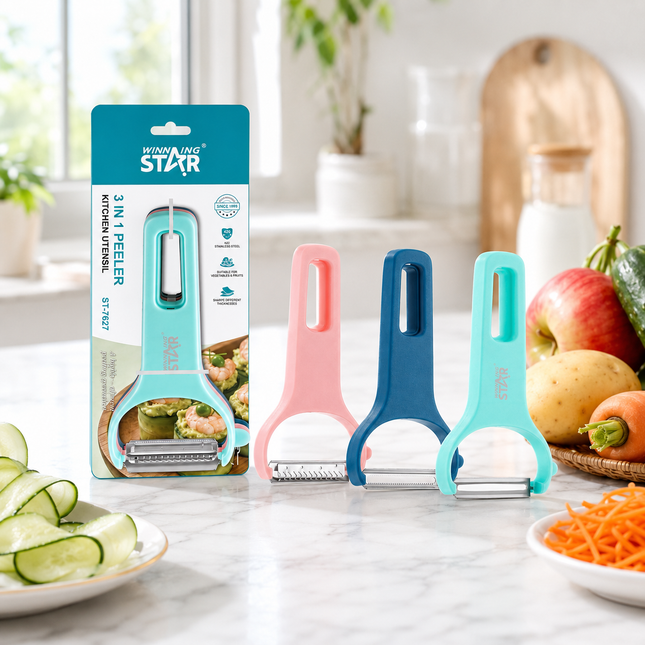 Winning Star Peelers Collection | 3-in-1 Peeler 7.3 52g | Models ST-7627 | Vegetable Peeler | Fruit Peeler | Kitchen Tool | Prep Tool