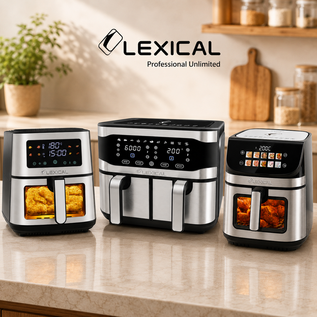 Lexical Germany Digital Air Fryer | 9L & 12L Capacity | Single & Double Basket Models | Touch Control | EU Plug