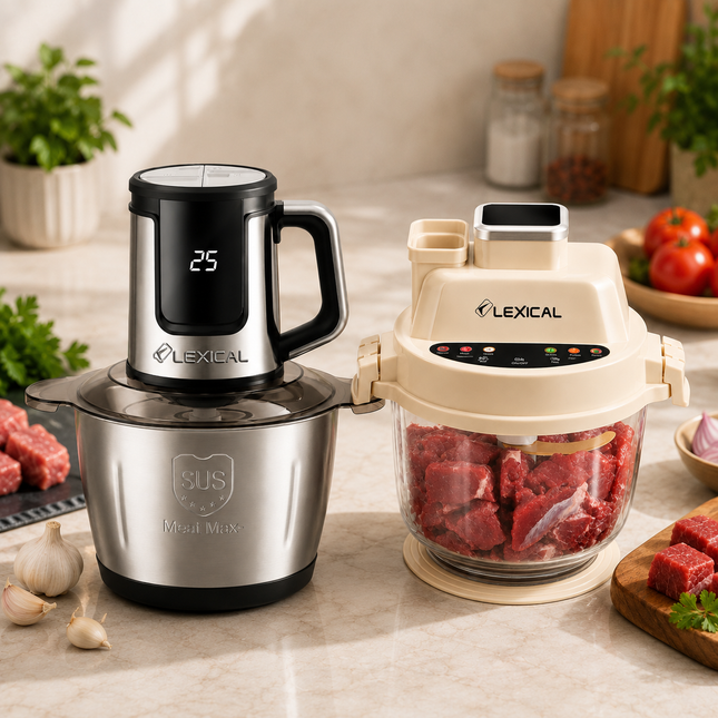 Lexical Germany Electric Food Chopper | 3L Capacity | Glass & Stainless Steel Bowl Models | 6 Titanium Blades | EU Plug