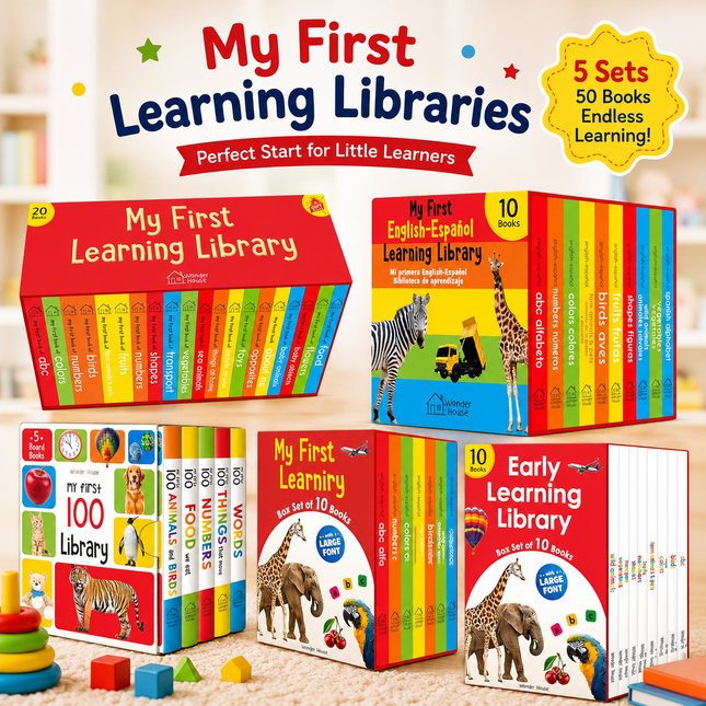 My First Early Learning Board Book Library for Babies & Toddlers | 5, 10 or 20 Book Box Sets