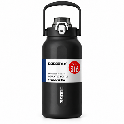 Dodge 1L Insulated Water Bottle Stainless Steel Hot Cold Travel Flask
