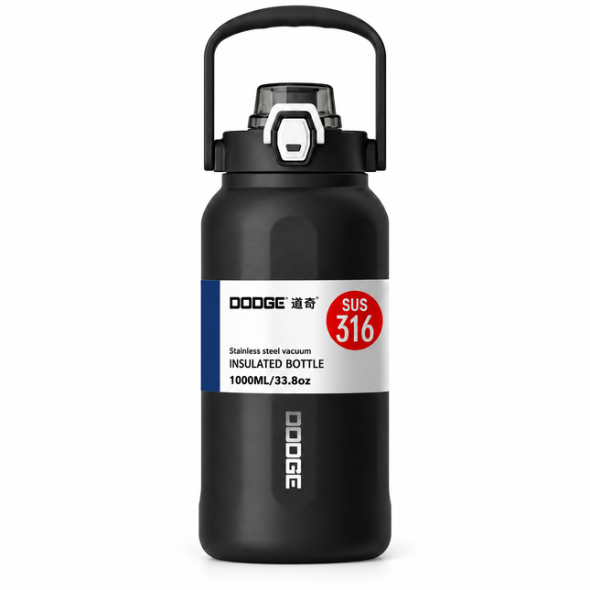 Dodge 1L Insulated Water Bottle Stainless Steel Hot Cold Travel Flask