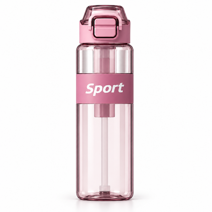 Dodge 680ml Sports Water Bottle Straw Flip Lid Gym School Travel Office