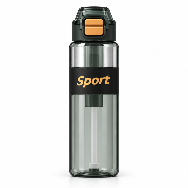 Dodge 680ml Sports Water Bottle Straw Flip Lid Gym School Travel Office