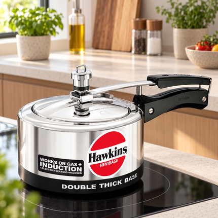 Hawkins Hevibase Aluminium Pressure Cooker 2L 3L 5L 8L Heavy Base Induction Compatible Gas Electric Stoves