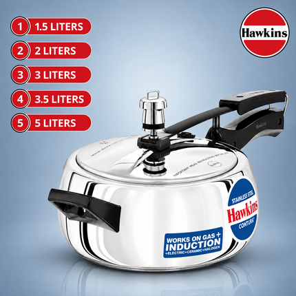 Hawkins Stainless Steel Pressure Cooker 2L 3L 3.5L 5L GAS Induction Compatible Base