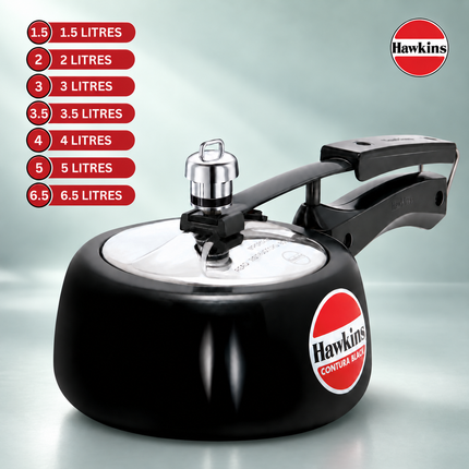 Hawkins Contura Hard Anodized Pressure Cooker 1.5L to 6.5L Curved Body Energy Efficient Cooker