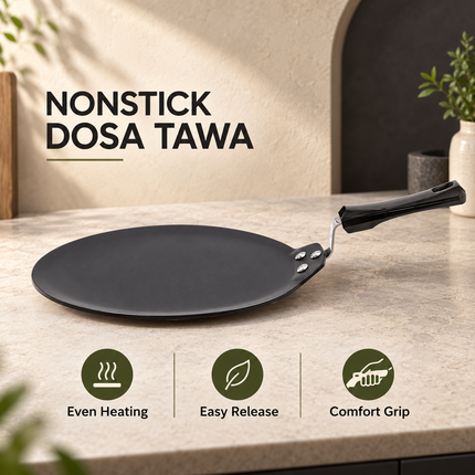 Hawkins Futura Hard Anodised Non Stick Flat Tava 26cm 30cm Induction Compatible Dosa Griddle Pan