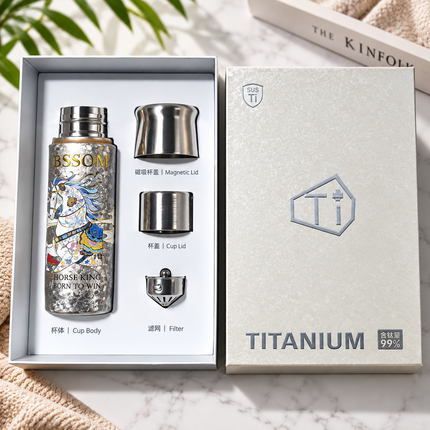 Yimi 360ml Titanium Insulated Tea Flask with Infuser and Cup