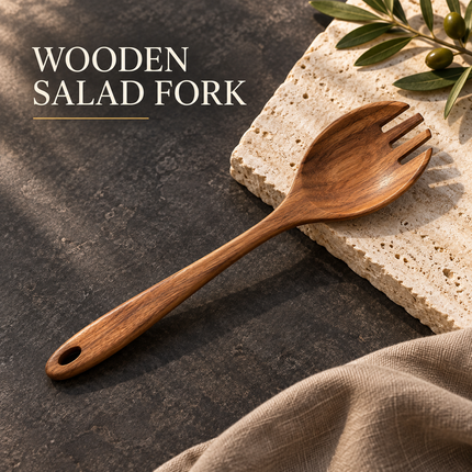 Natural Acacia Wooden Kitchen Utensils Individual or 5, 7, 8 and 10 Piece Sets, Cooking Slotted Spoon, Flat Slotted Spatulas, Salad Fork, Holder