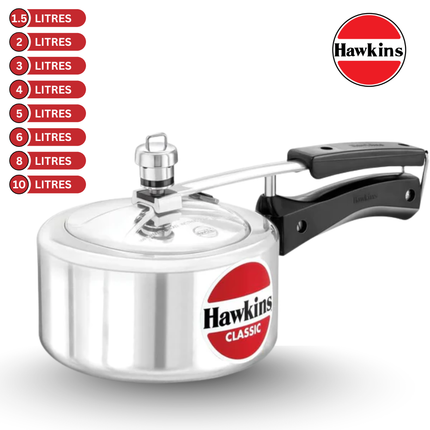 Hawkins Classic Aluminium Pressure Cooker 1.5L to 10L Silver Cooker with Pressure Regulator