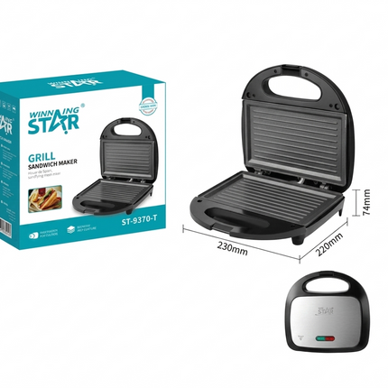 Winning Star Sandwich & Toastie Maker Non-Stick Grill Plates Classic 750W , 5-in-1 Interchangeable Plate