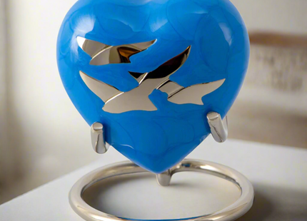 Royal Rapture Urn for Ashes Funeral Memorial Cremation Keepsake Love Urns Decorative Brass Heart with Stand 3" (RHM03)