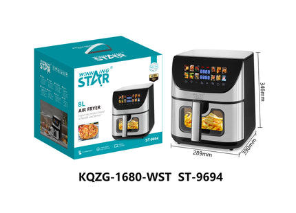 Winning Star Air Fryers Collection | Digital Wi-Fi Air Fryer 8L 2200W EU Plug Silver, Digital Wi-Fi Air Fryer 8L 2200W UK Plug Silver | Models ST-9694, ST-9694 | Digital Air Fryer | Large Air Fryer | Low Oil Fryer | Hot Air Cooking