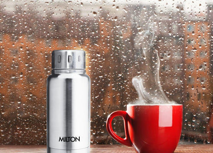 Milton Elfin 160, Double Wall Vacuum Insulated Flask, 160 ml | 5.4 oz | Hot & Cold Water Bottle, 18/8 Stainless Steel, Compact Flask, Durable Body, BPA Free, Leak-Proof Simple Screw Lid | Silver