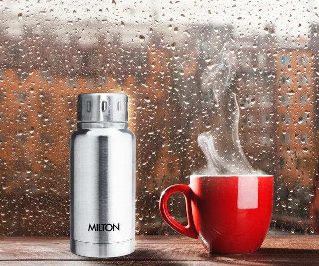 Milton Elfin 160, Double Wall Vacuum Insulated Flask, 160 ml | 5.4 oz | Hot & Cold Water Bottle, 18/8 Stainless Steel, Compact Flask, Durable Body, BPA Free, Leak-Proof Simple Screw Lid | Silver