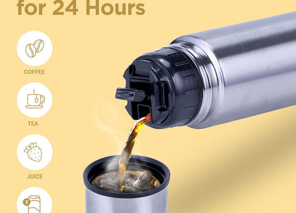 Milton vakuová termoska na horké nápoje 1 litr (34 oz), nerezová dvojstěnná izolovaná láhev na vodu pro 24hodinové horké i studené nápoje s obalem, nepropustná, bez BPA, termooocelové víko Flip Lid 1000 ml