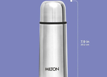 Milton Thermosteel Flip Lid Vacuum Flask | 350ml, 500ml, 750ml & 1 Litre | Stainless Steel Double Walled Water Bottle | 24 Hours Hot & Cold | Leak Proof | BPA Free | Silver