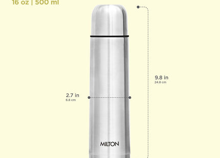 Milton Vacuum Flask for Hot Drink 500 ml (16 oz), Stainless Steel Double Walled Insulated Water Bottle for 24 Hour Hot and Cold Drinks, Leak Proof, BPA Free, Thermosteel Flip Lid