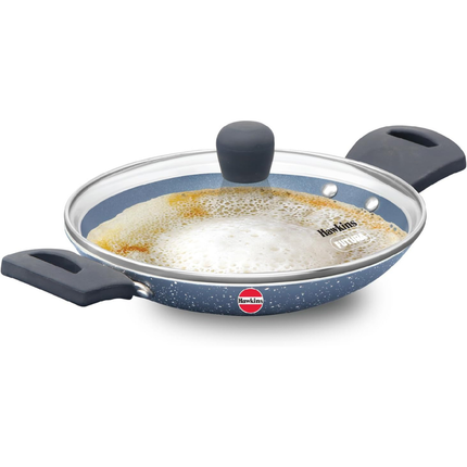 Hawkins Non Stick Appachatty 0.9L Mini Kadhai Granite Coated Pan with Glass Lid