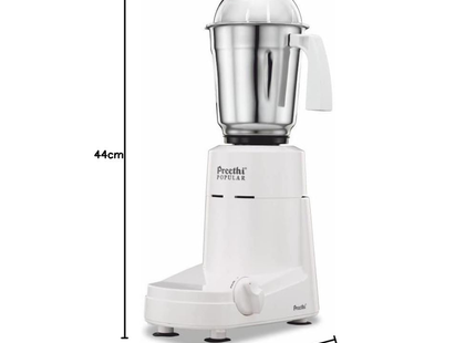 Preethi Popular MG 142 750W Indian Mixer Grinder - 3 Stainless Steel Jars, Fine Grinding Performance, Shock-Proof ABS Body, White, Indian Plug + International Converter