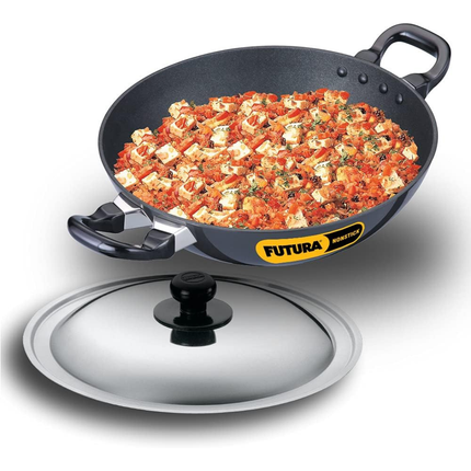 Hawkins Futura Non Stick Deep Fry Pan 2.5L and 4L Hard Anodised Aluminium Pan with Lid