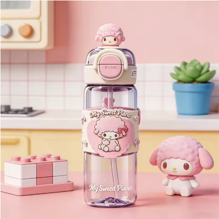 Character Design Dual Drink Water Bottle 630ml 700ml Carry Handle School Gym Travel