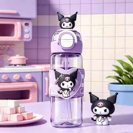 Character Design Dual Drink Water Bottle 630ml 700ml Carry Handle School Gym Travel