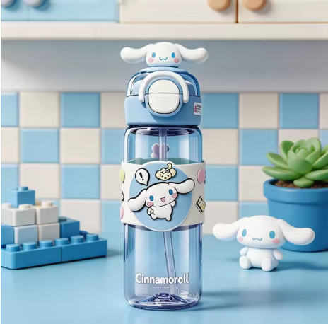 Character Design Dual Drink Water Bottle 630ml 700ml Carry Handle School Gym Travel