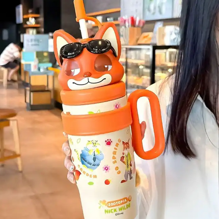 Character Design 800ml Insulated Stainless Steel Water Bottle Hot Cold Travel Flask Gift School