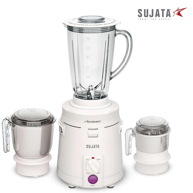 Sujata Supermix 900W Indian Mixer Grinder â€“ 3 Stainless Steel Jars, Heavyâ€‘Duty Mixie for Dosa Batter, Chutney & Masala Grinding, Indian Plug + International Converter