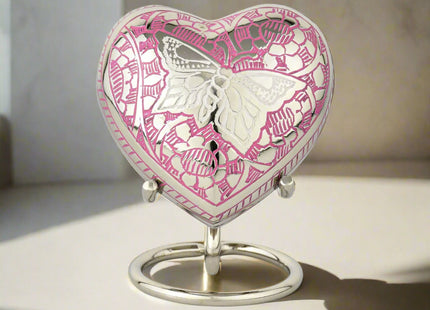 Royal Rapture Urn for Ashes Funeral Memorial Cremation Keepsake Love Urns Decorative Brass Heart with Stand 3" (RHM03)