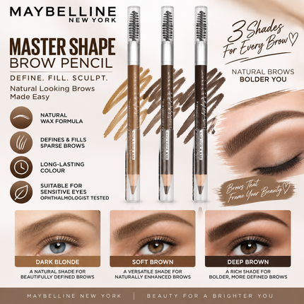 Maybelline New York Master Shape Brow Pencil Eyebrow Definer Natural Wax Formula