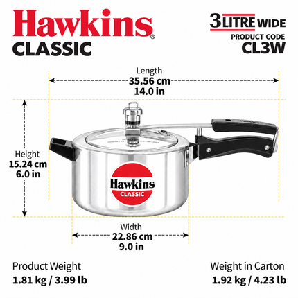 Hawkins Classic Aluminium Pressure Cooker 1.5L to 10L Silver Cooker Pressure Regulator