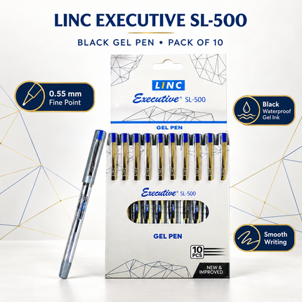 Linc Executive SL-500 or Shine Sparkle Gel Pens Pack of 10 Fine Point Writing Pens