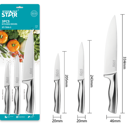 Winning Star Stainless Steel Kitchen Cutting Tool Set 2 3 5 7 Pcs Chopping Slicing